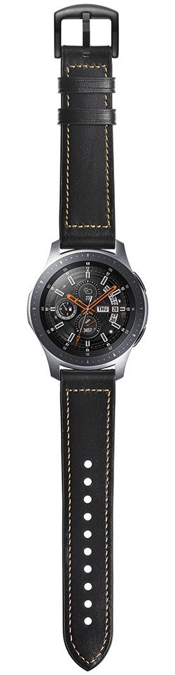 Universeel Smartwatch 22MM Bandje - Cowhide - Echt Leer en Siliconen - Zwart afbeelding 5