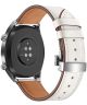 Universeel Smartwatch 22MM Bandje Echt Leer met Vlindersluiting Wit