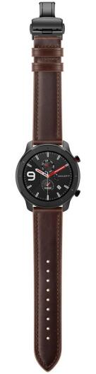 Universeel Smartwatch 20MM Bandje - Echt Leer - met Vlindersluiting - Bruin afbeelding 5