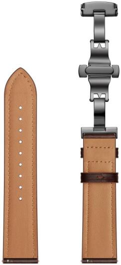 Universeel Smartwatch 20MM Bandje - Echt Leer - met Vlindersluiting - Bruin afbeelding 7