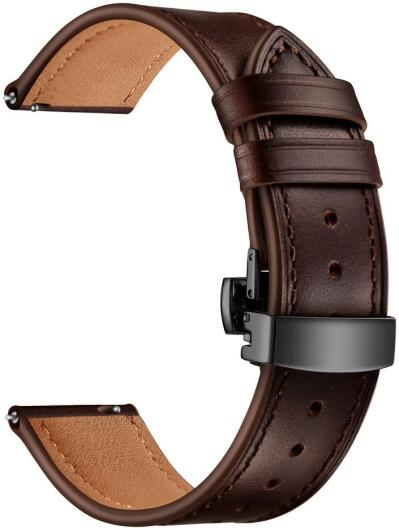 Universeel Smartwatch 20MM Bandje - Echt Leer - met Vlindersluiting - Bruin afbeelding 4