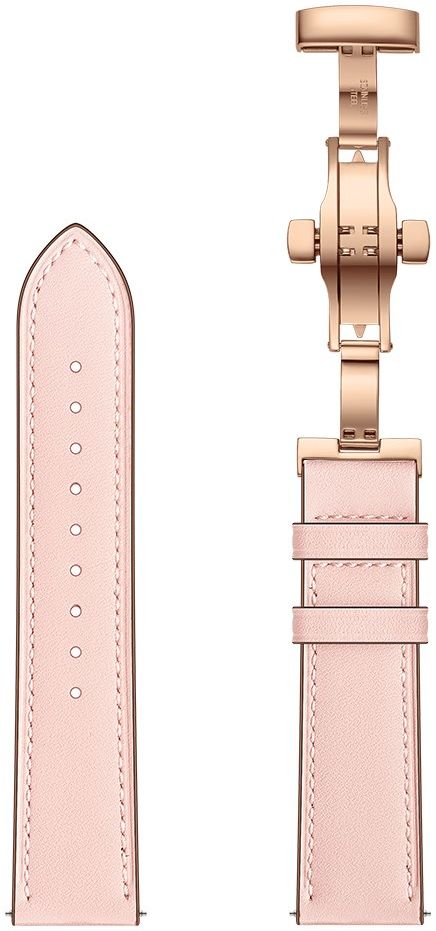 Universeel Smartwatch 20MM Bandje - Echt Leer - met Vlindersluiting - Roze afbeelding 7
