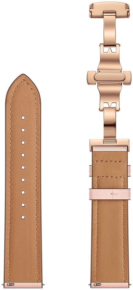 Universeel Smartwatch 20MM Bandje - Echt Leer - met Vlindersluiting - Roze afbeelding 8