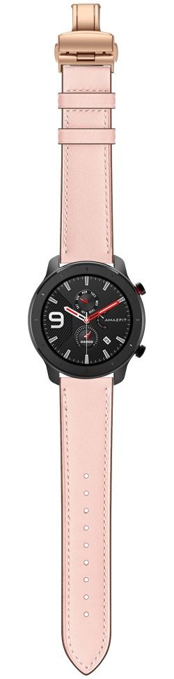 Universeel Smartwatch 20MM Bandje - Echt Leer - met Vlindersluiting - Roze afbeelding 6