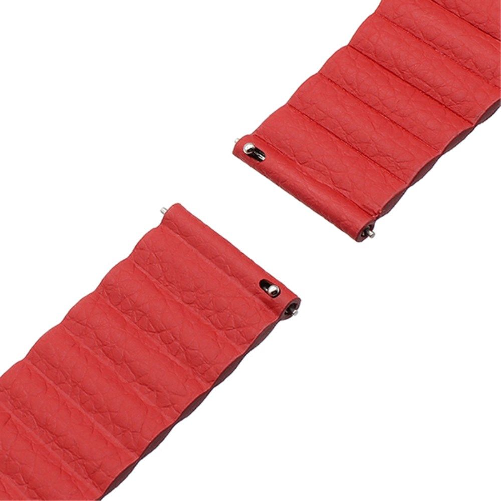 Universeel Smartwatch 22MM Bandje Echt Leer met Magneetsluiting Rood afbeelding 8