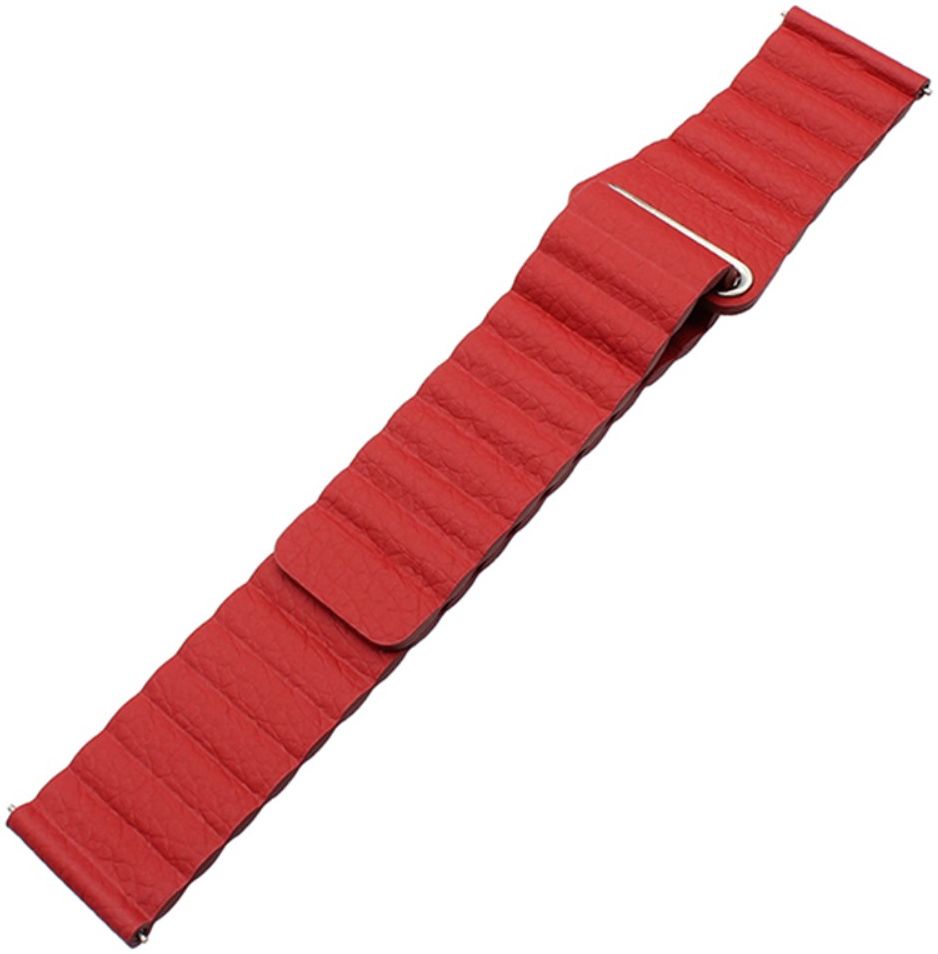 Universeel Smartwatch 22MM Bandje Echt Leer met Magneetsluiting Rood afbeelding 7