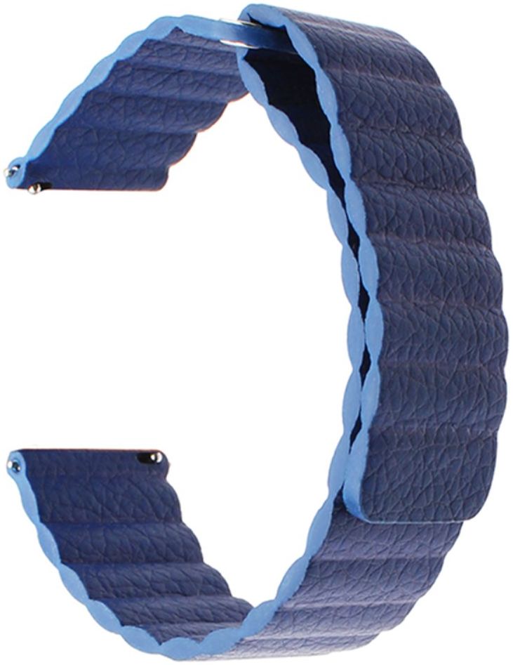 Universeel Smartwatch 22MM Bandje Echt Leer met Magneetsluiting Blauw afbeelding 2