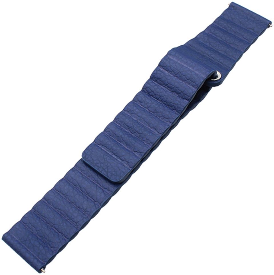 Universeel Smartwatch 22MM Bandje Echt Leer met Magneetsluiting Blauw afbeelding 6
