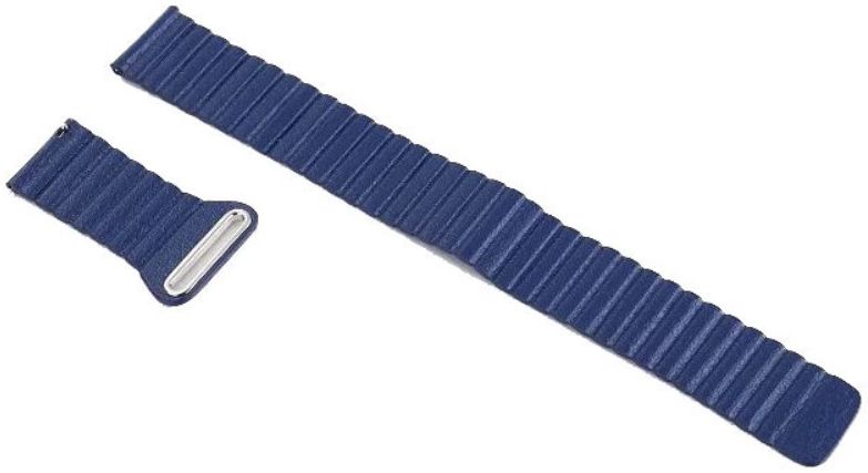 Universeel Smartwatch 22MM Bandje Echt Leer met Magneetsluiting Blauw afbeelding 5