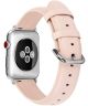 Apple Watch 45MM / 44MM / 42MM Bandje Echt Leer met Gespsluiting Roze