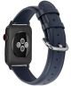 Apple Watch 45MM / 44MM / 42MM Bandje Echt Leer met Gespsluiting Blauw