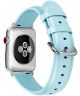Apple Watch 41MM / 40MM / 38MM Bandje Echt Leer met Gespsluiting Lichtblauw