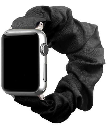 Apple Watch Bandje - Scrunchie - 3-10/SE/Ultra - 49/46/45/44/42MM - Zwart afbeelding 1