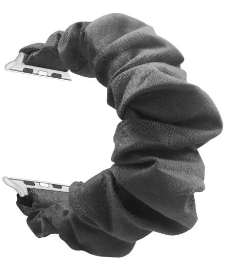 Apple Watch Bandje - Scrunchie - 3-10/SE/Ultra - 49/46/45/44/42MM - Zwart afbeelding 4