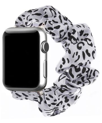 Apple Watch 45MM / 44MM / 42MM Bandje Elastische Scrunchie Luipaard Print Bandjes