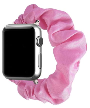 Apple Watch 45MM / 44MM / 42MM Bandje Elastische Scrunchie Roze Bandjes
