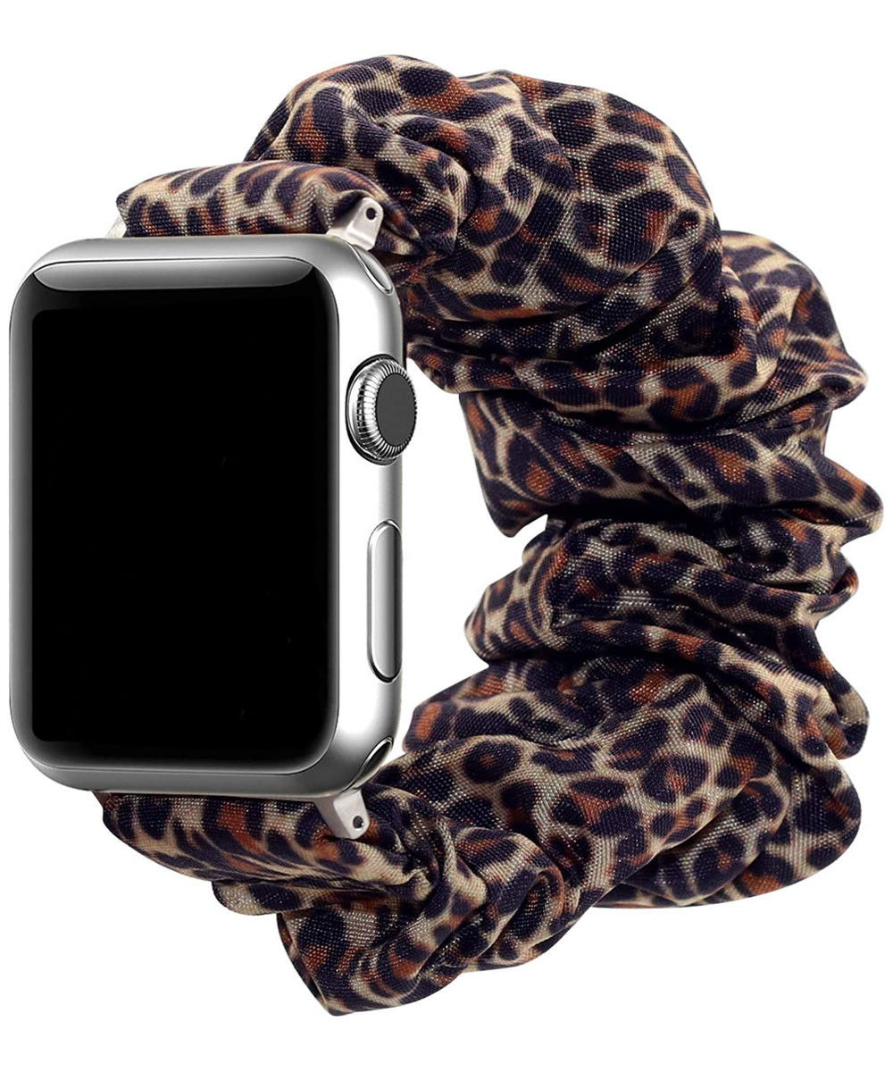 Apple Watch 41MM / 40MM / 38MM Bandje Elastische Scrunchie Panter Print afbeelding 1
