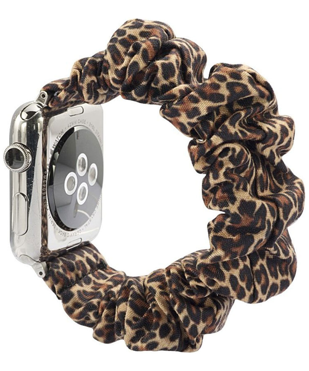 Apple Watch 41MM / 40MM / 38MM Bandje Elastische Scrunchie Panter Print afbeelding 2