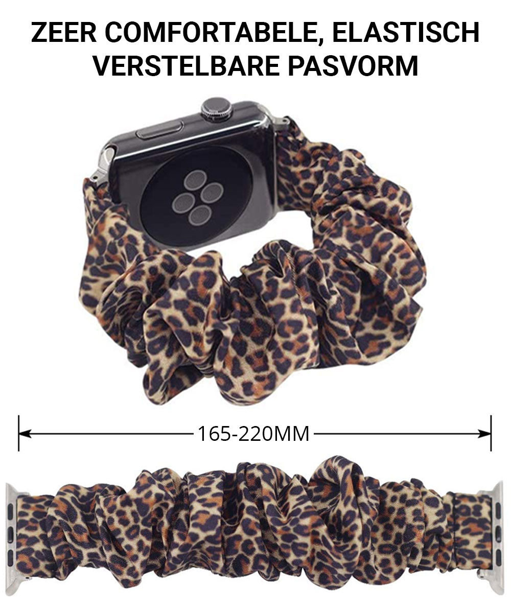 Apple Watch 41MM / 40MM / 38MM Bandje Elastische Scrunchie Panter Print afbeelding 5