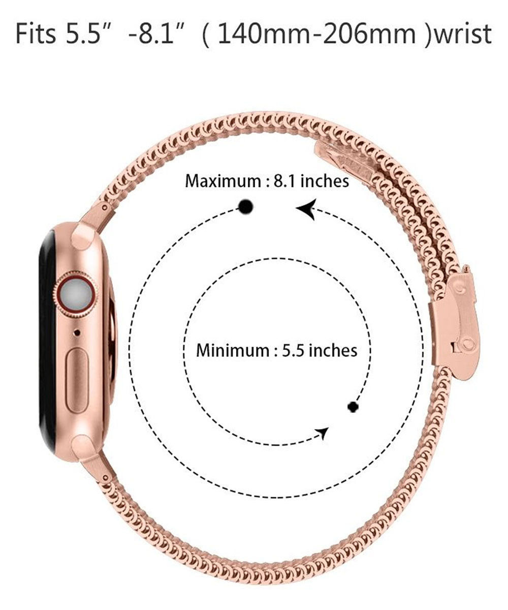 Apple Watch 45MM / 44MM / 42MM Bandje Milanese Staal met Klemsluiting Rosé afbeelding 5