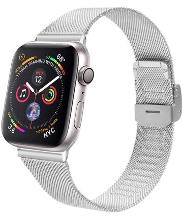 Geschikt voor Apple Watch 41MM / 40MM / 38MM Bandje Milanese Staal Zilver Bandjes