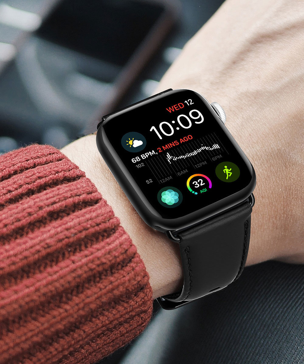 Dux Ducis Apple Watch Bandje - 1-10/SE/Ultra - 49/46/45/44/42MM - Leer - Zwart afbeelding 4