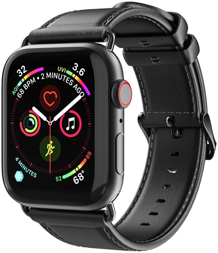 Dux Ducis Apple Watch Bandje - 1-10/SE/Ultra - 49/46/45/44/42MM - Leer - Zwart afbeelding 1