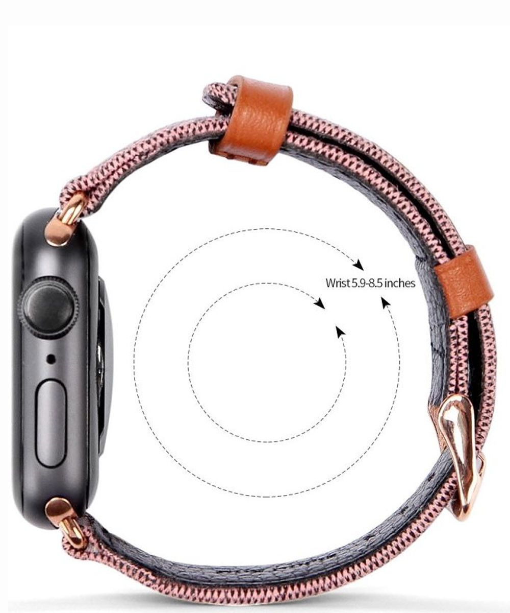 Dux Ducis Apple Watch 1-9/SE/Ultra 49/45/44/42MM Bandje Stof Roze afbeelding 6