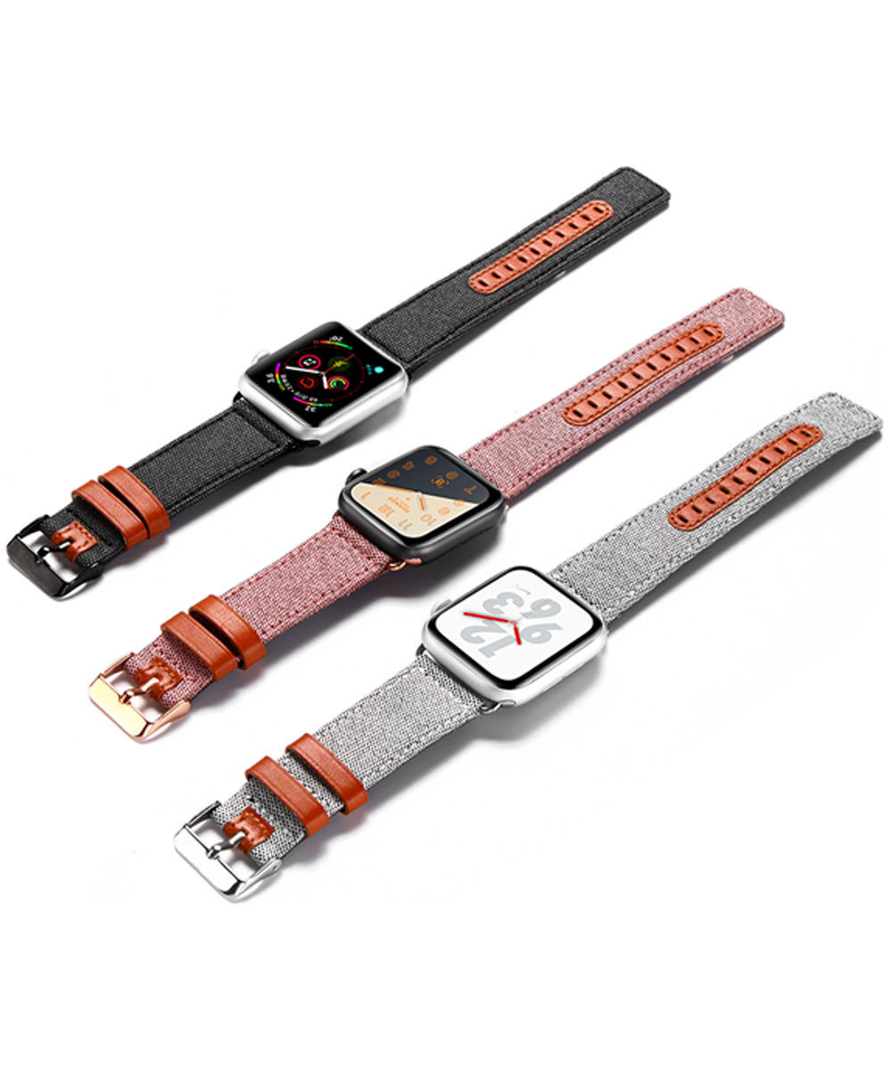 Dux Ducis Apple Watch 1-9/SE/Ultra 49/45/44/42MM Bandje Stof Roze afbeelding 7