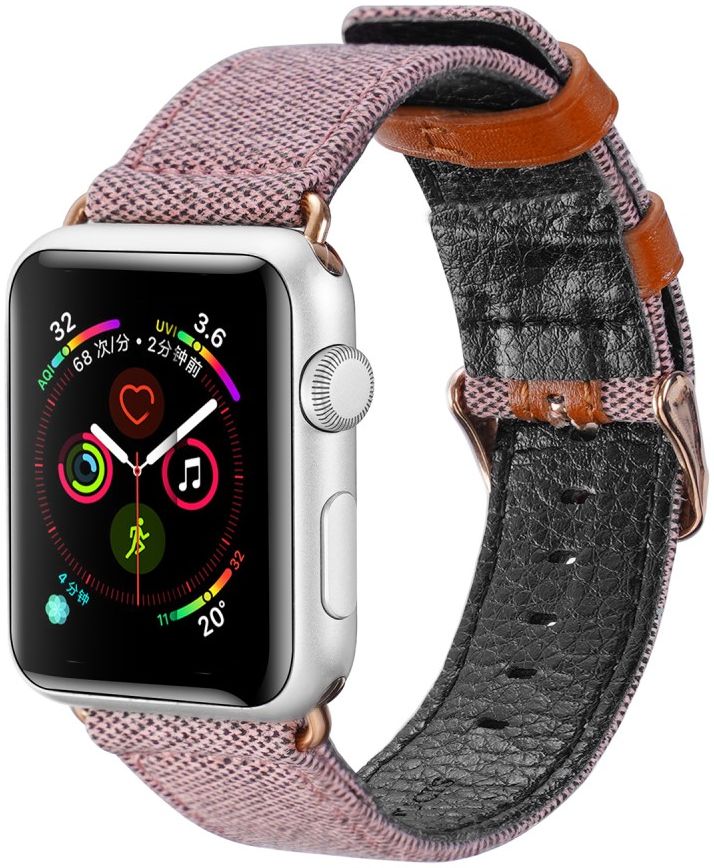 Dux Ducis Apple Watch 1-9/SE/Ultra 49/45/44/42MM Bandje Stof Roze afbeelding 1