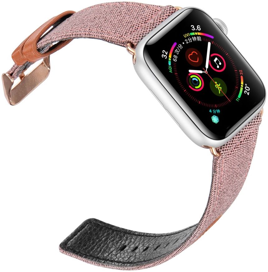 Dux Ducis Apple Watch 1-9/SE/Ultra 49/45/44/42MM Bandje Stof Roze afbeelding 2