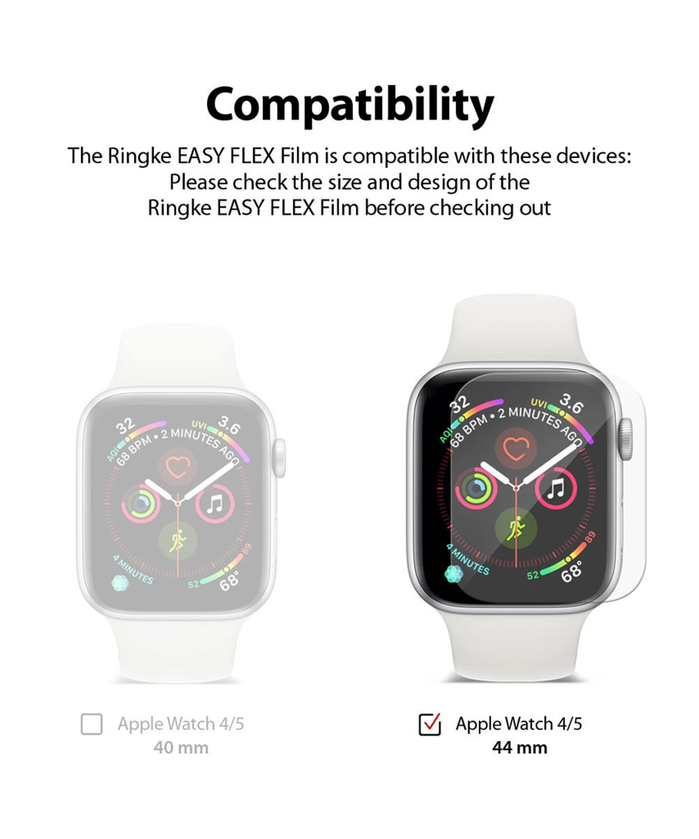 Ringke Easy Flex Apple Watch 44MM Screenprotector Folie Clear (3-Pack) afbeelding 12
