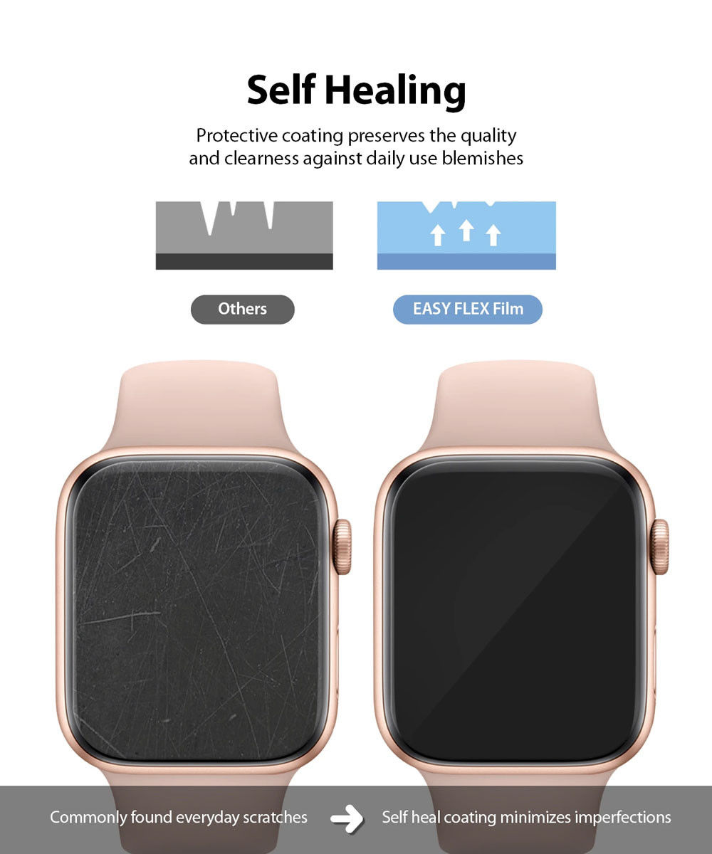Ringke Easy Flex Apple Watch 44MM Screenprotector Folie Clear (3-Pack) afbeelding 4