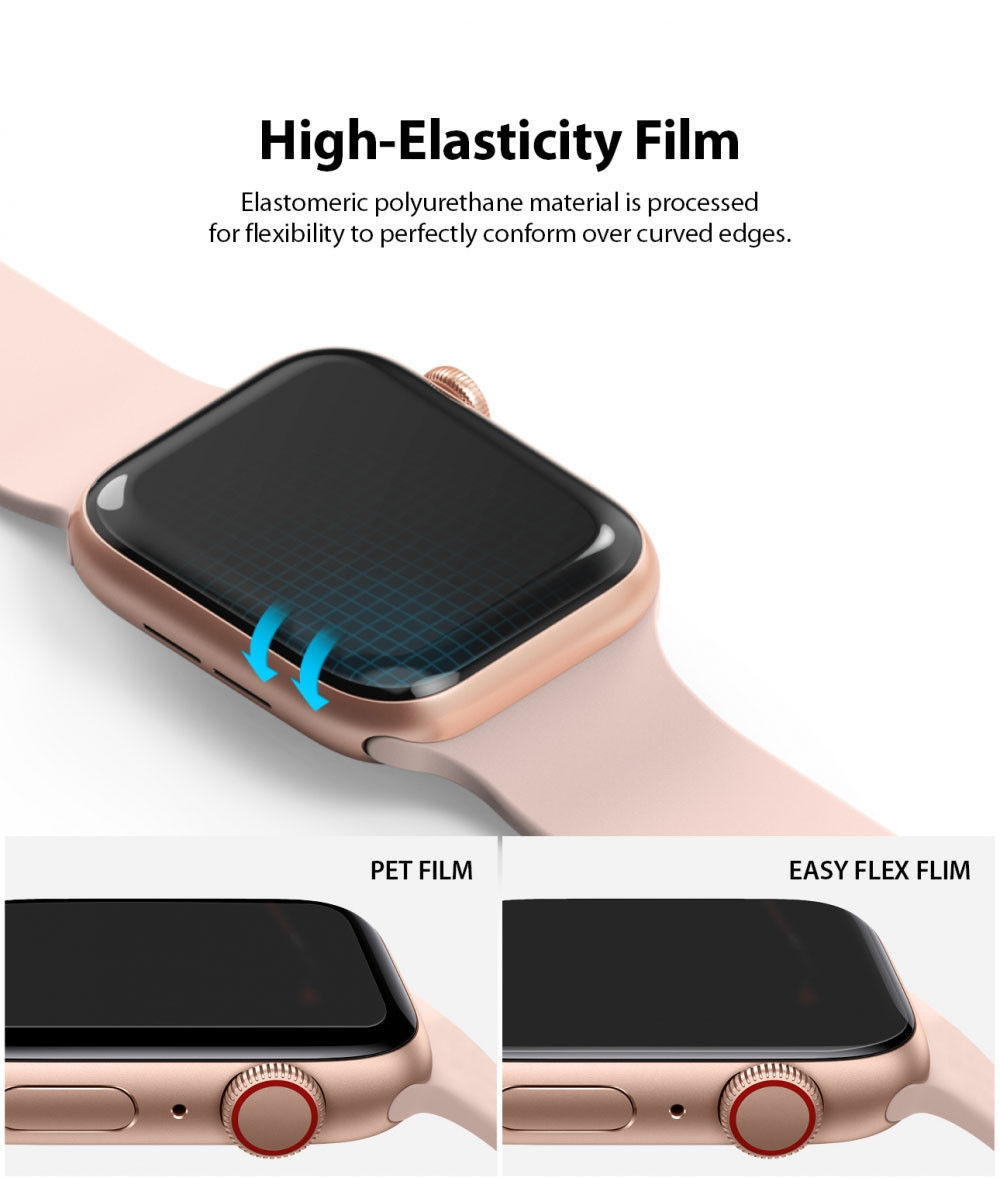 Ringke Easy Flex Apple Watch 44MM Screenprotector Folie Clear (3-Pack) afbeelding 5