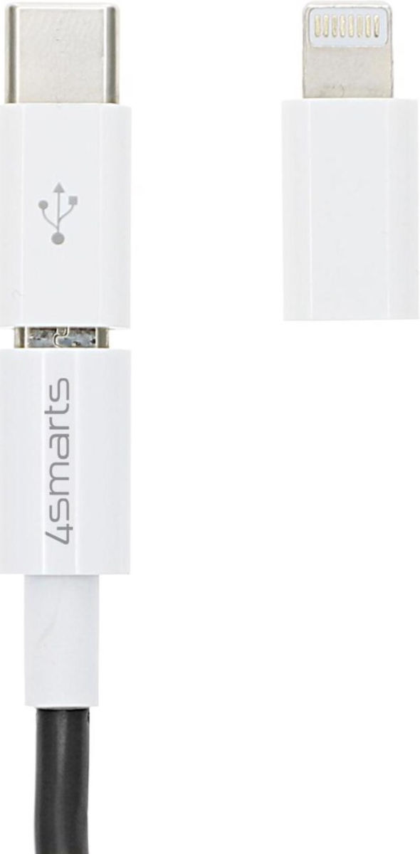 4smarts 3-in-1 Krul Kabel 80 CM Zwart afbeelding 2