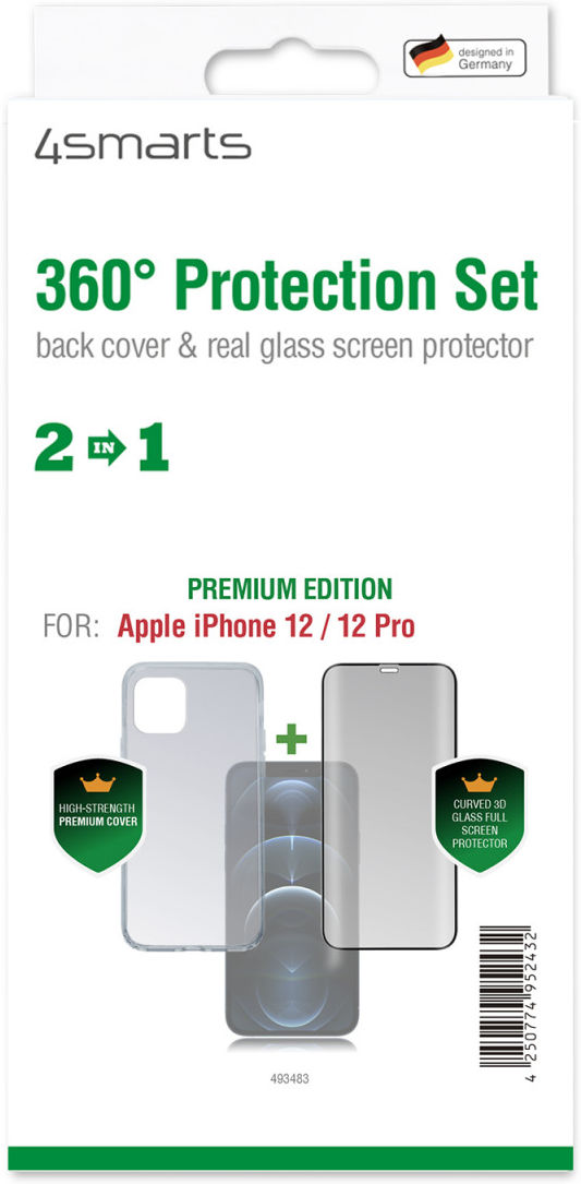 4smarts 360° Premium Protection Set Apple iPhone 12 / 12 Pro Zwart afbeelding 2