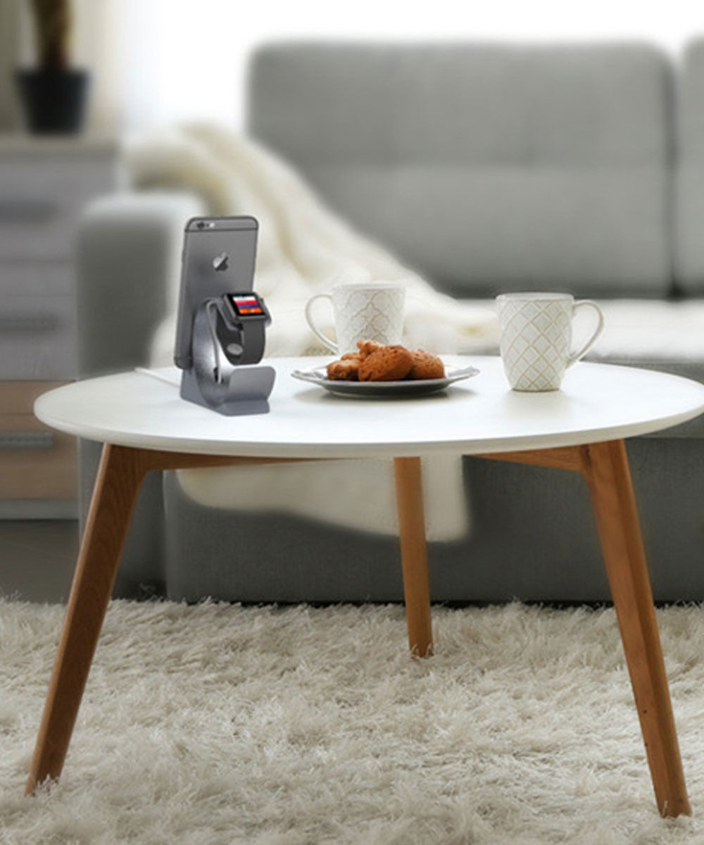 Universele Aluminium iPhone / iPad en Apple Watch Bureau Houder Grijs afbeelding 3