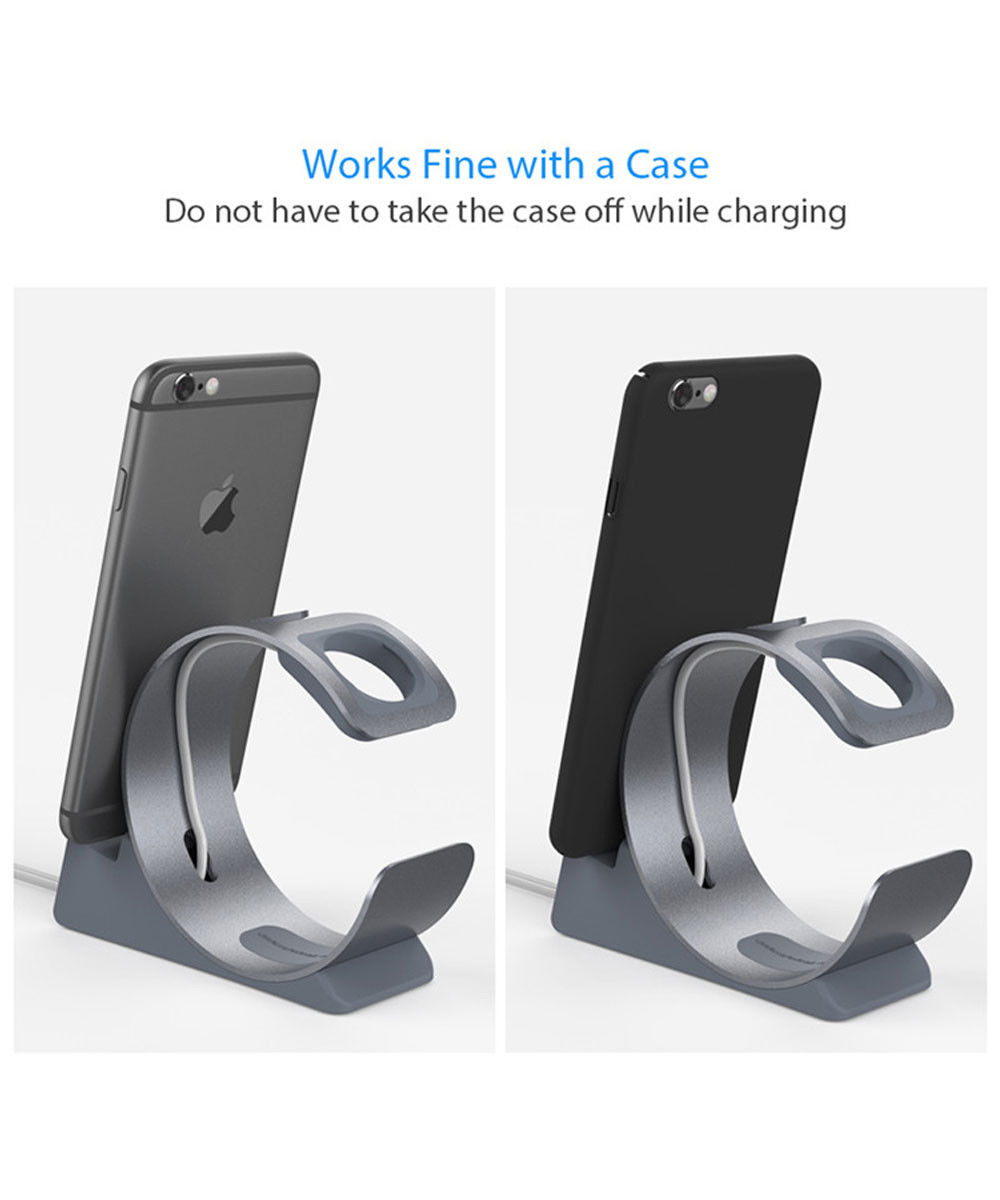 Universele Aluminium iPhone / iPad en Apple Watch Bureau Houder Grijs afbeelding 5