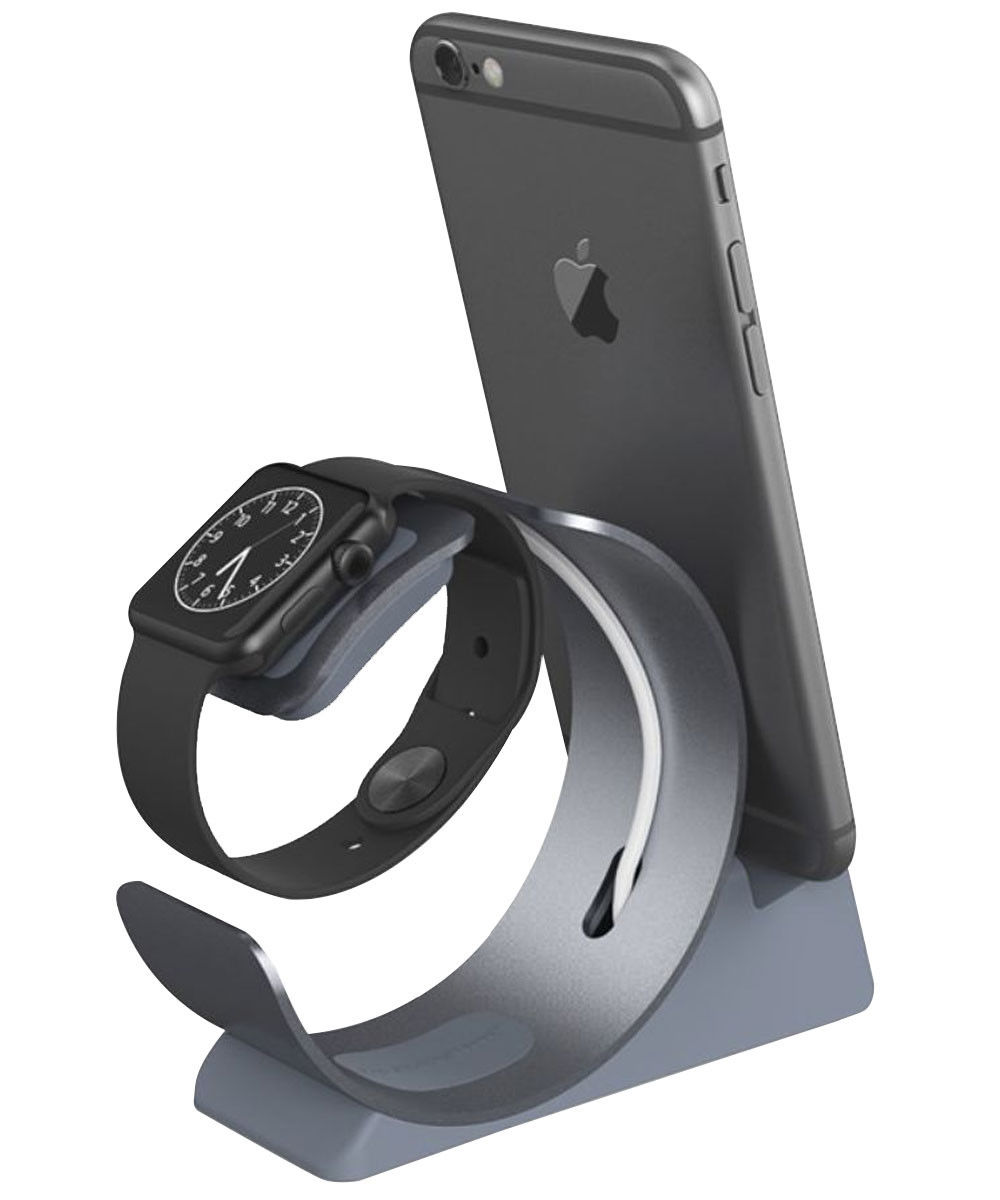 Universele Aluminium iPhone / iPad en Apple Watch Bureau Houder Grijs afbeelding 1