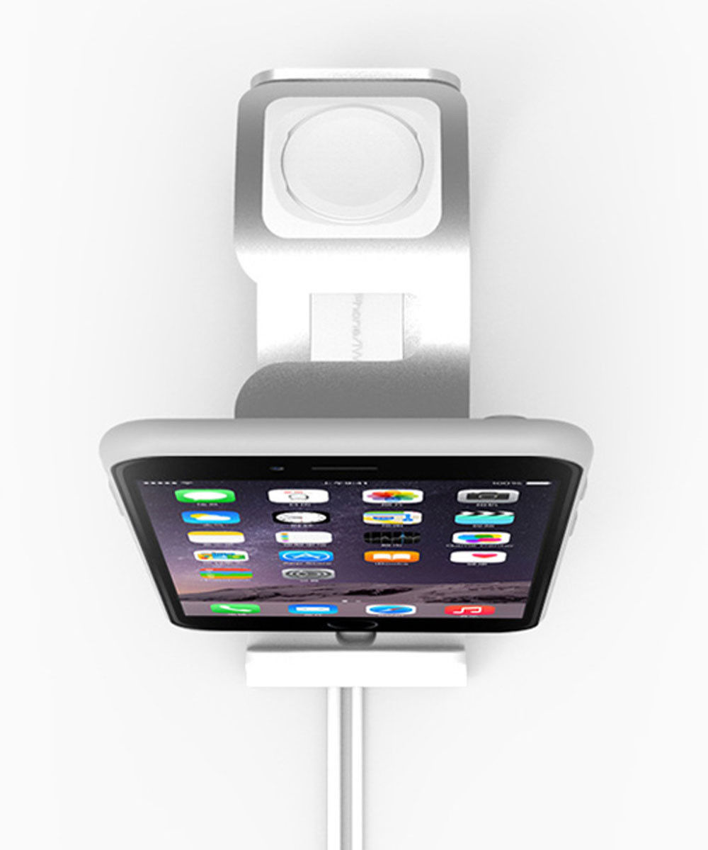 Universele Aluminium iPhone / iPad en Apple Watch Bureau Houder Zilver afbeelding 6