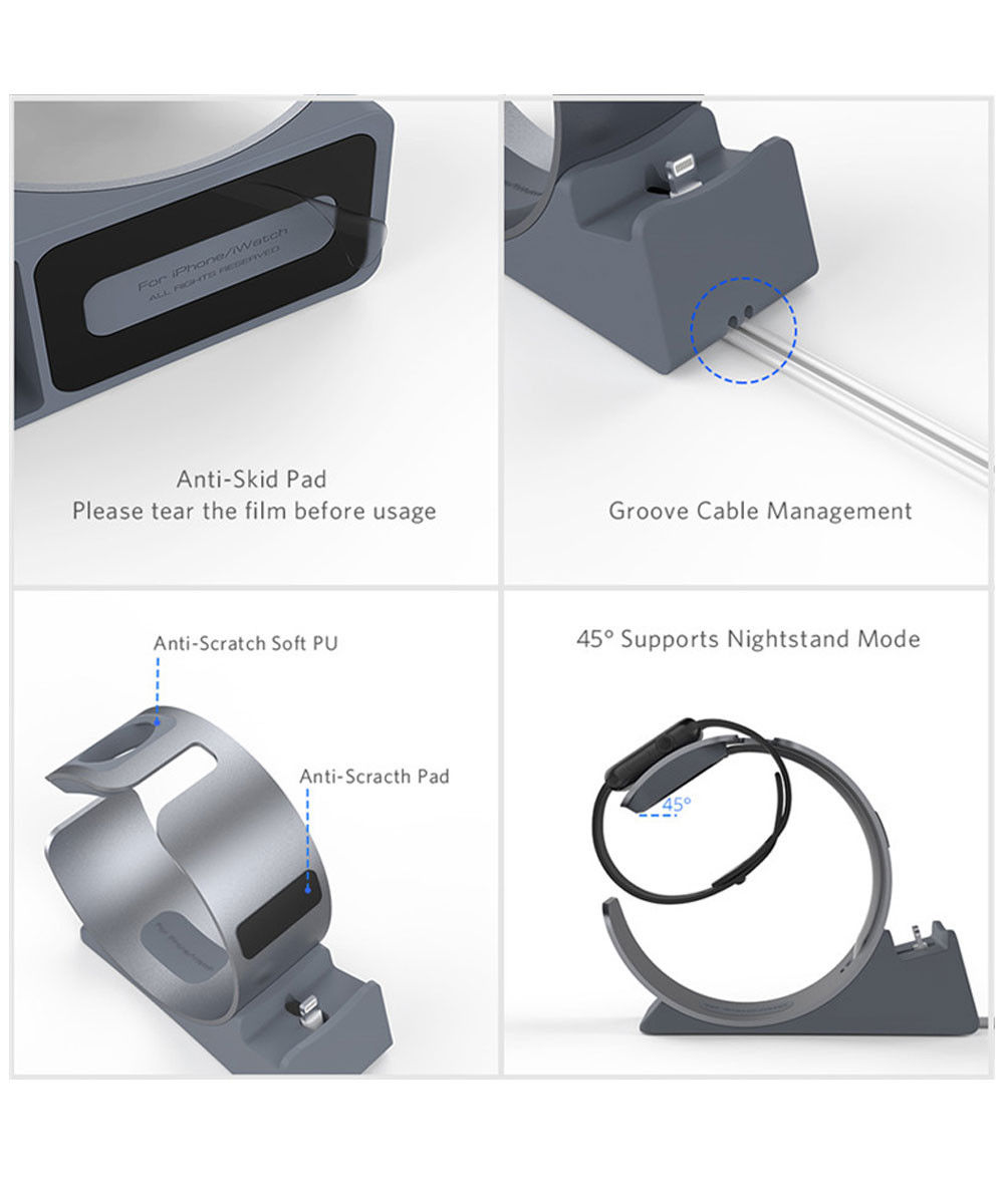 Universele Aluminium iPhone / iPad en Apple Watch Bureau Houder Zilver afbeelding 8
