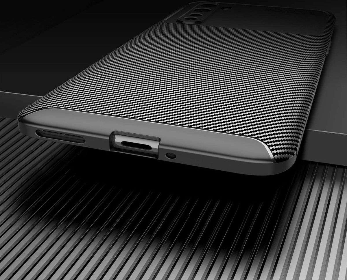 OnePlus Nord Siliconen Carbon Hoesje Zwart afbeelding 6