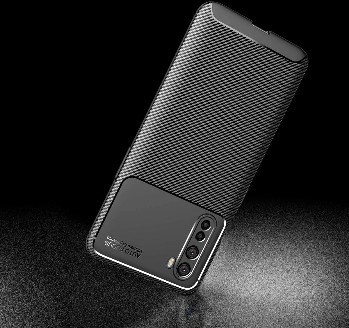 OnePlus Nord Siliconen Carbon Hoesje Zwart afbeelding 8