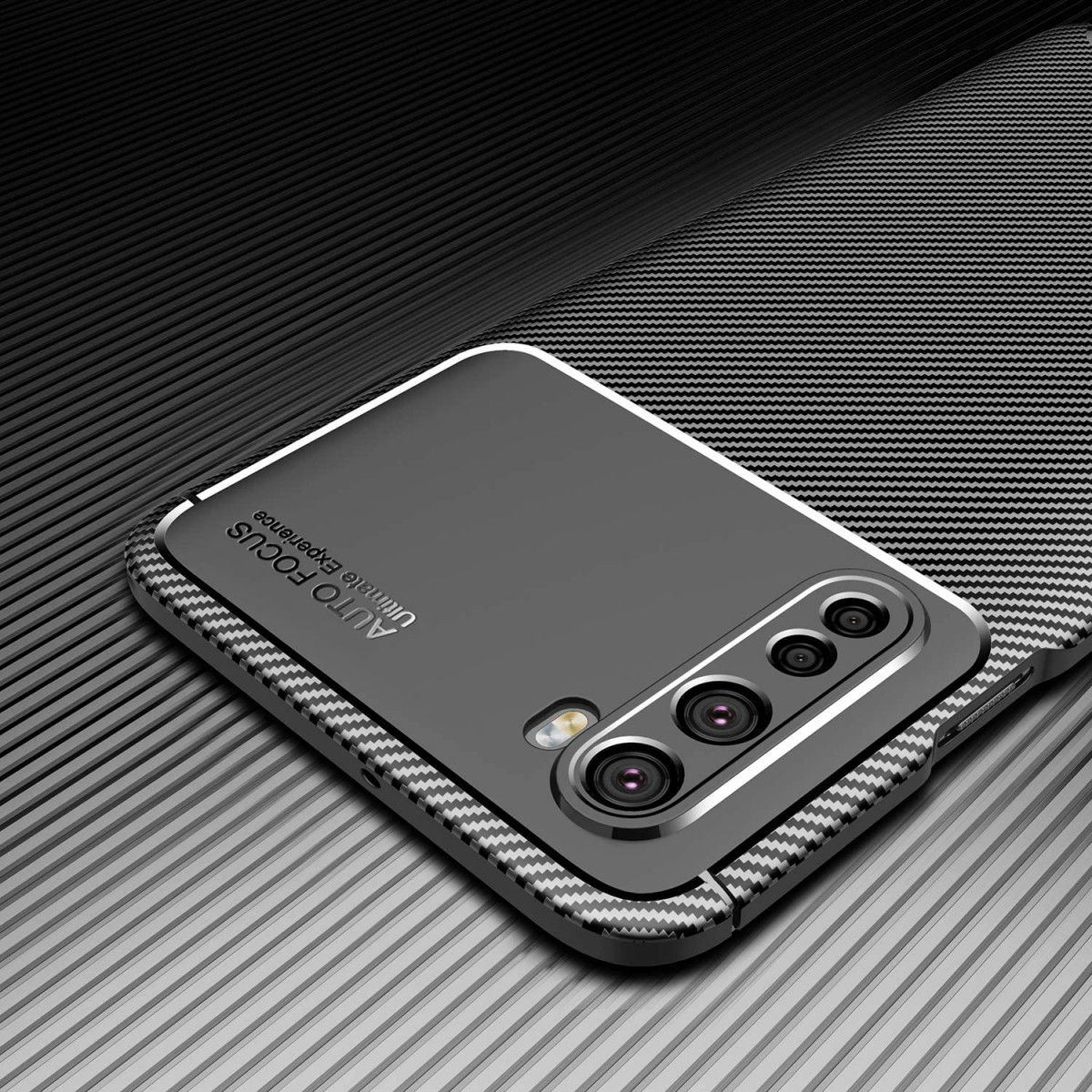 OnePlus Nord Siliconen Carbon Hoesje Zwart afbeelding 9