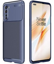 OnePlus Nord Siliconen Carbon Hoesje Blauw