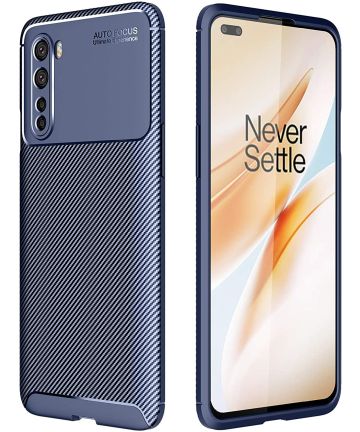 OnePlus Nord Siliconen Carbon Hoesje Blauw Hoesjes