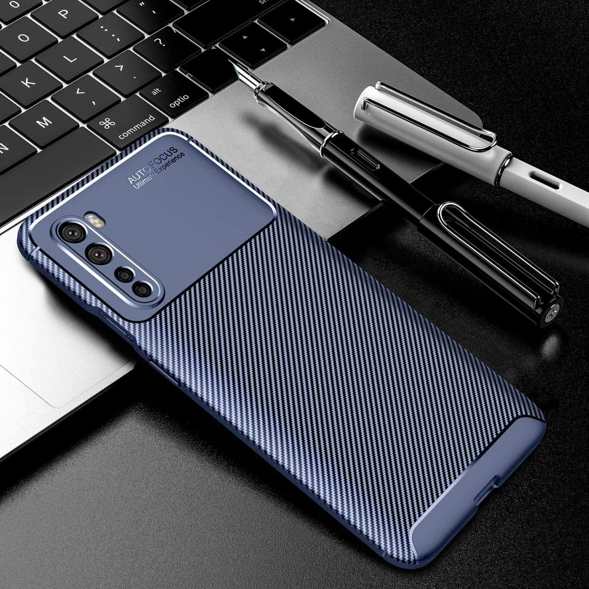 OnePlus Nord Siliconen Carbon Hoesje Blauw afbeelding 4