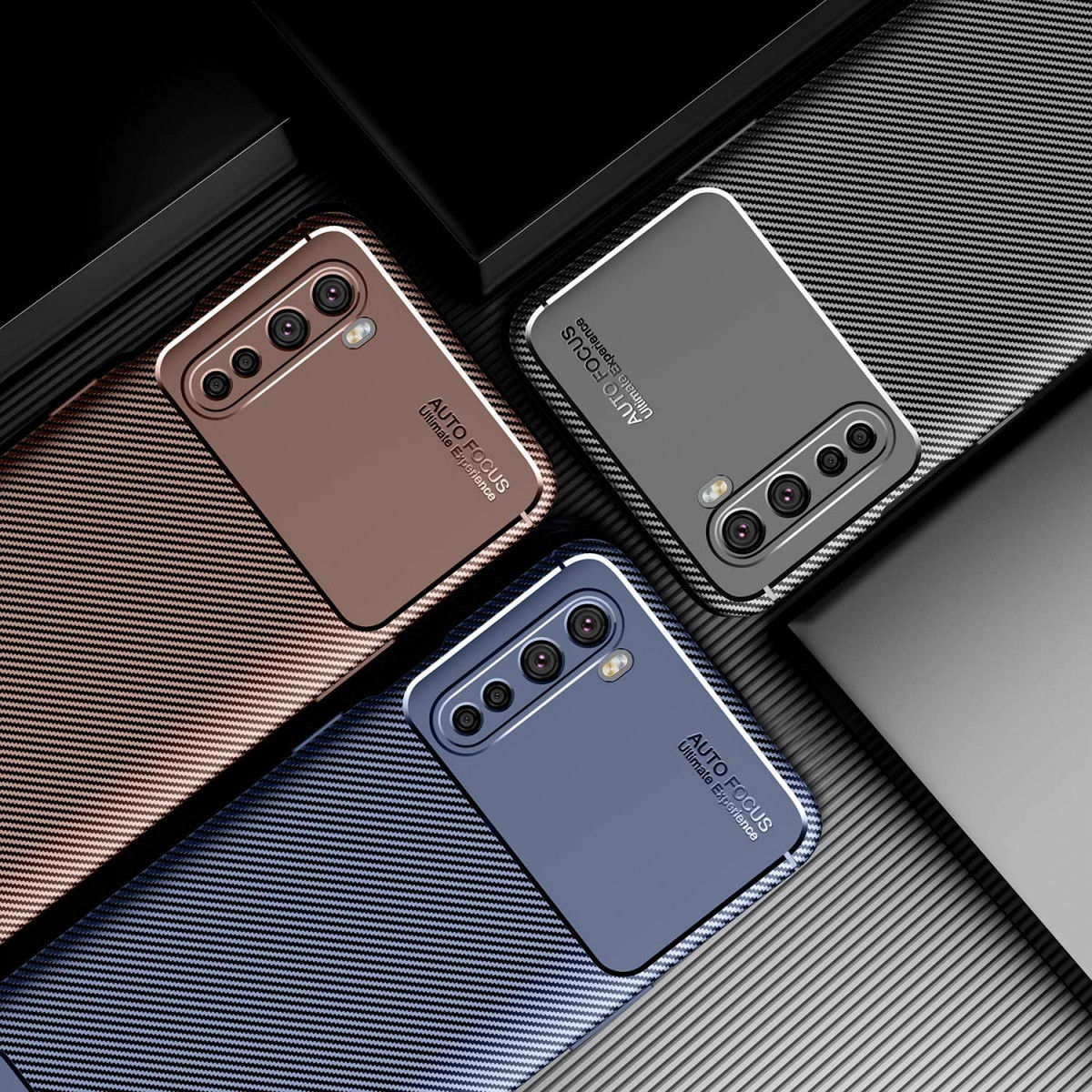 OnePlus Nord Siliconen Carbon Hoesje Blauw afbeelding 5