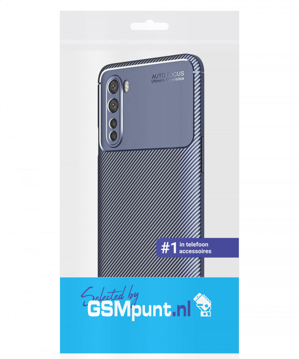 OnePlus Nord Siliconen Carbon Hoesje Blauw afbeelding 2