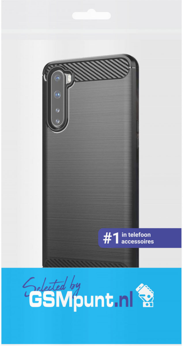 OnePlus Nord Hoesje Geborsteld TPU Flexibel Zwart afbeelding 3